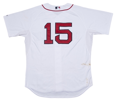 2015 Dustin Pedroia Game Used Boston Red Sox Home Jersey Used On 5/2/2015 For Career Home Run #111 (MLB Authenticated)